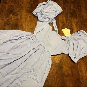 NWT Allison + Kelly Scalloped Puff Sleeve Open Back Cut Out Mini Dress M